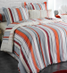 Bettbezug + Kissenbezüge Grau, Orange, Burgund, weiße Linien 100% Baumwolle