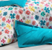 Housse de couette + taie Fleurs colorées et pois 100% coton