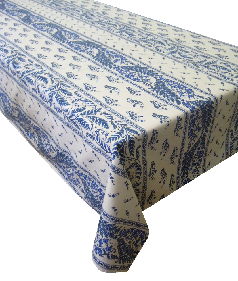 Versnel indruk opleggen Rechthoekig tafelkleed 150x250 cm 100% katoen, Provence blauwe bloemen