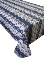Rectangular tablecloth 150x250 Provence waves of blue flowers 100% cotton
