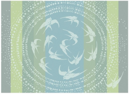 Placemat 40x55 cm 100% cotton swallows green and blue pastel