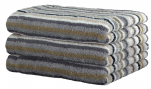 Handdoek 50x100 cm 100% katoen badstof veelkleurige lijnen grijs dubbelzijdig
