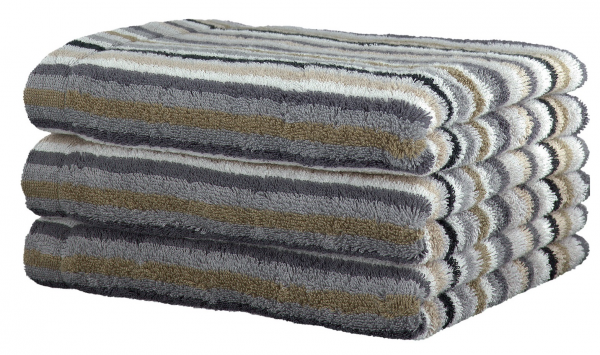 Handtuch 50x100 cm 100% Baumwolle Frottier be grau, mehrfarbige Linien