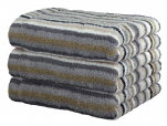 Duschtuch 70x140cm 100% Baumwolle Frottier mehrfarbige grau Linien doppelseitig
