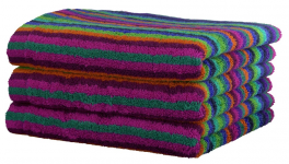 Handdoek 50x100 cm 100% katoen badstof veelkleurige lijnen groen dubbelzijdig
