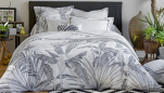 Bettbezug + Kissenbezüge schwarz / weiße Palme 100% Baumwollperkal easy care