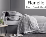 Bettbezug und Kissenbezug graue und weiße Linien, Flanell aus 100% Baumwolle