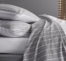 Duvet cover and pillowcase gray and white lines, 100% cotton flannel