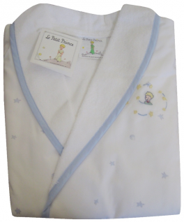 Child bathrobe 4 years The Little Prince light blue stars and planets 100% cotto