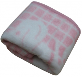 Pink elephant child blanket 75X100cm 100% acrylic jacquard