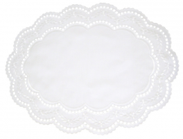 Weiße ovale Deckchen 43x34 cm Arnhein 65% Polyester und 35% Baumwolle
