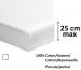 Drap housse 100% coton percale blanc, longeur 200 cm, matelas jusqu'à 25 cm
