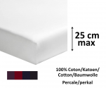 Fitted sheet 100% cotton white percale d. color length 200cm mattress up to 25cm
