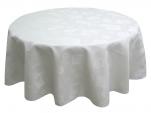 Tafelkleed 100% polyester jacquard wit geometrische vormen wasbaar op 60°C
