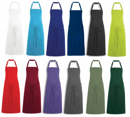 Bib apron 65% polyester 35% cotton, height 92 cm, without pocket, 85°C