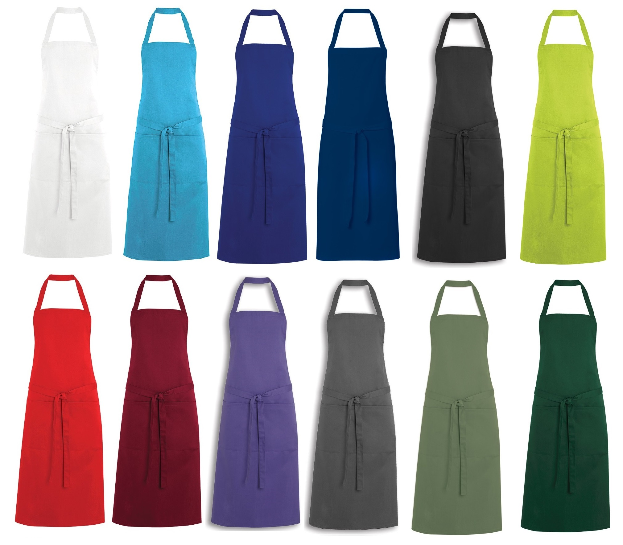 Warrior AP201 Polycotton Bib Apron with Pocket 85cm Length Catering Bar Cleaning 