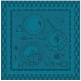 Serviette 53x53 cm Ente blaue Gerichte 100% Baumwolle 220 gr/m²