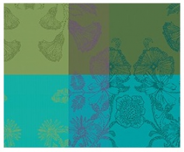 Set de table 40x50 cm 100% coton fleurs sauvages vertes et bleues