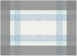 Tafelset 40x55 cm blauwe en grijze bloemrijke bal 100% katoen, 220 gr/m²