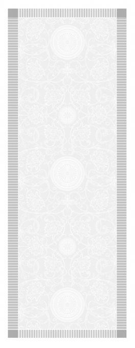 Chemin de table 54x149 cm 100% coton jacquard blanc, anti-tâche résistant