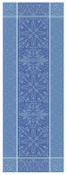 Chemin de table 54x149 cm 100% coton jacquard bleu, anti-tâche résistant