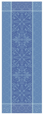 Table runner 54x149 cm 100% blue jacquard cotton, stain resistant treatment