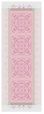 Tafelloper 54x149 cm 100% roze jacquard katoen, vlekbestendige behandeling