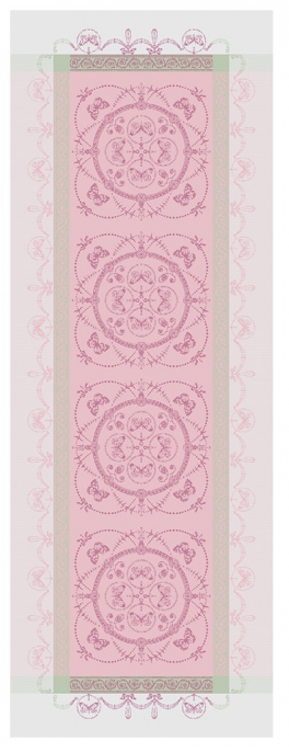 Table runner 54x149 cm 100% pink jacquard cotton, stain resistant treatment