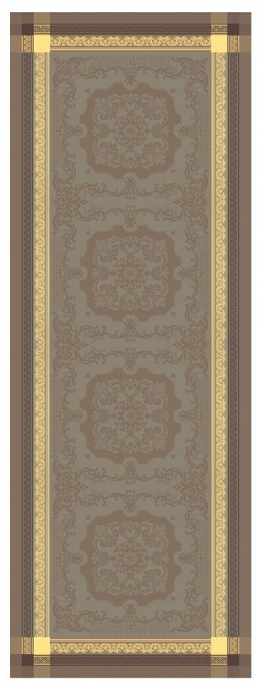 Table runner 54x149 cm 100% brown jacquard cotton, stain resistant treatment