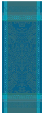 Tafelloper 54x149 100% blauw/turkoois jacquard katoen vlekbestendige