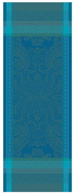 Chemin de table 54x149 100% coton jacquard bleu/turquoise anti-tâche résistant