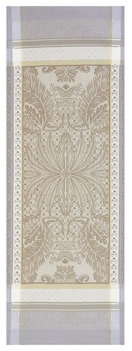 Chemin de table 54x149 100% coton jacquard gris/beige anti-tâche résistant