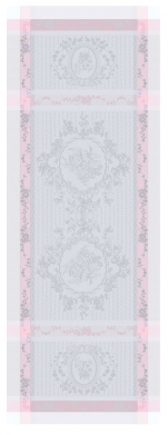 Table runner 55x150 cm 100% grey/pink cotton, stain resistant treatment