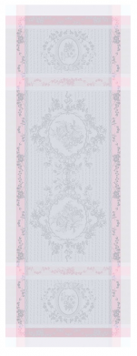 Tafelloper 55x150 cm 100% grijs/roze katoen, vlekbestendige behandeling