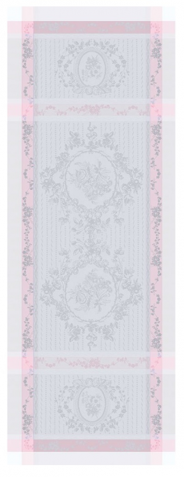 Table runner 55x150 cm 100% grey/pink cotton, stain resistant treatment