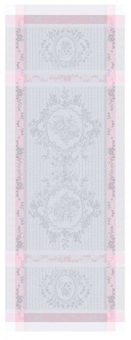 Tischläufer 55x150 cm 100% grau/rosa Baumwolle, schmutzabweisender
