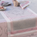 Chemin de table 55x150 cm 100% coton gris/rose anti-tâche résistant