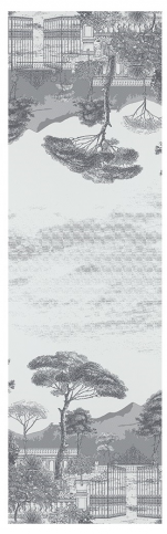 Tafelloper 54x180 100% katoen grijs Toscaans plein vlekbestendige