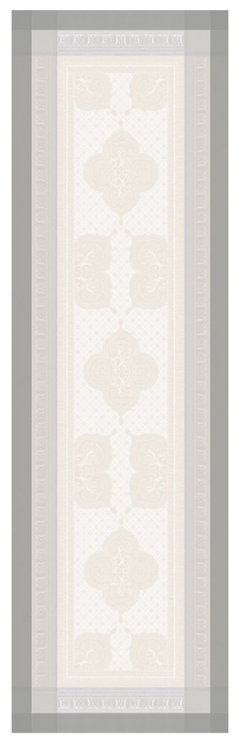 Table runner 54x180 100% cotton ivory/biege trim stain resistant