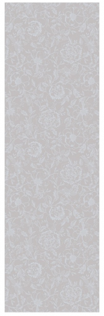 Tafelloper 55x180 100% katoen parelwitte bloemen op een parelwitte achtergrond