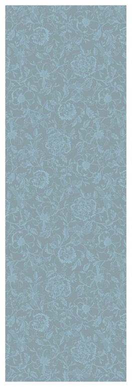 Chemin de table 55x180 cm 100% coton fleurs bleues sur fond bleu