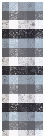 Chemin de table 55x180 cm 100% coton cosmos et étoiles bleu/gris/blanc