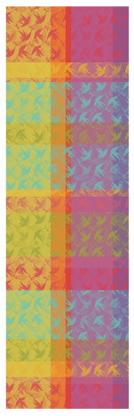 Chemin de table 55x180 cm 100% coton oiseaux colibris multicolore