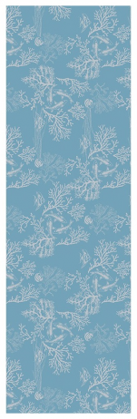 Table runner 55x180 cm 100% cotton blue corals, fish and shells