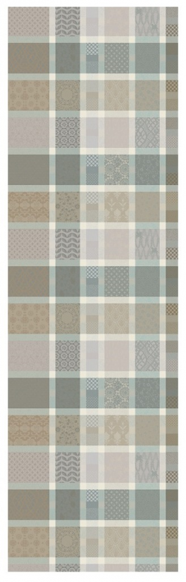 Tafelloper 55x180 cm 100% katoen  grijs/beige patchwork