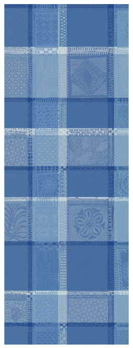 Table runner 55x180 cm 100% cotton blue plants and wood