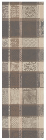 Table runner 55x180 cm 100% cotton brown/beige plants and wood