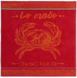 Essuie cuisine ou essuie main 50x50cm Crabe rouge/orange 100% coton jacquard