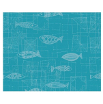 Tafelset 40x50 cm 100% katoen mic turquoise achtergrond witte vis