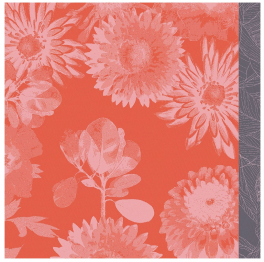 Serviette de table 53x53 cm 100% coton fleurs corail, 220 gr/m²